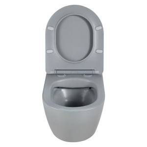 Vas WC suspendat Peak Grey Matt, rimless cu capac soft close duroplast - Img 4
