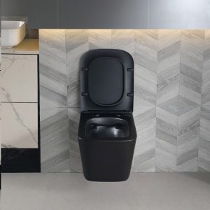 Vas WC suspendat Rain Black Matt, rimless cu capac softclose - Img 8