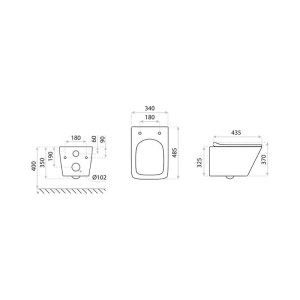 Vas WC suspendat rimless protect cu capac soft close Spectrum Lima 34 x 48.5 cm negru mat - Img 6