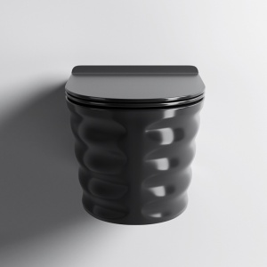 Vas wc suspendat Skal Tornado negru lucios cu model si capac soft close - Img 3