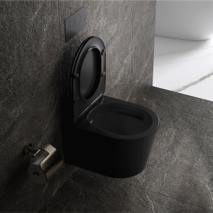 Vas wc suspendat Tornado Elite Black Matt, rimless cu capac din duroplast cu softclose - Img 4