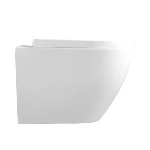 Vas WC suspendat Tornado Flow White Gloss rimless cu capac din duroplast si inchidere softclose - Img 3