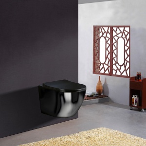Vas WC suspendat Tornado Flower Black cu capac din duroplast si softclose - Img 6