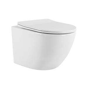 Vas WC suspendat Tornado Nero White 03, rimless cu capac din duroplast si inchidere softclose