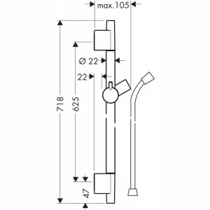 Bara cu furtun de dus Hansgrohe Unica S Puro 65 cm negru mat - Img 2