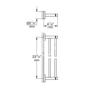 Bara dubla portprosop Grohe Essentials 60 cm crom periat Supersteel - Img 2