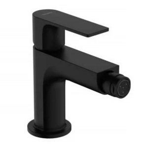 Baterie bideu Hansgrohe Rebris E negru mat cu ventil Pop-Up - Img 1
