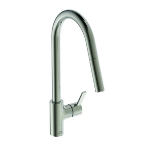 Baterie bucatarie cu dus extactibil Ideal Standard Gusto 233 argintiu Silver Storm 2 tipuri de jet - Img 1