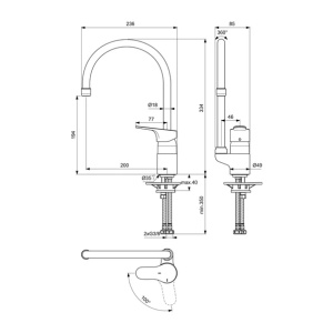 Baterie bucatarie Ideal Standard Cerabase BlueStart crom lucios cu pipa inalta - Img 2