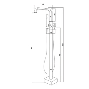 Baterie de baie Freestanding, montaj pe podea, Inaltime 103cm, Culoare Crom - Img 12