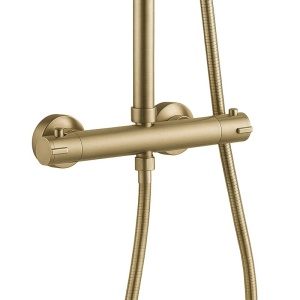Baterie de dus cu termostat si dus tip ploaie T151 auriu periat - Img 5