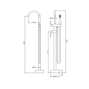 Baterie de sine statatoare PRO STELLA, finisaj Crom , design minimalist - Img 4