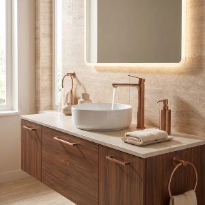 Baterie inalta pentru lavoar Rea Logan Brush Copper - Img 3