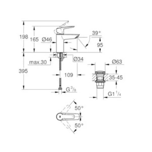 Baterie lavoar Grohe Start S monocomanda negru mat - Img 4