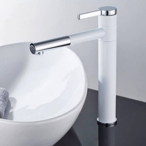 Baterie lavoar PRO ALTO High, Montaj pe chiuveta, Capat Ajustabil, inaltime 29.5cm, finisaj Alb - Img 3