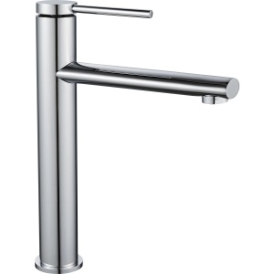 Baterie Lavoar REA OVAL CROM High, Montaj Pe Blat, Capat Fix, Monocomanda, Inaltime 27 Cm, Crom - Img 1