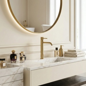 Baterie pentru baie inalta Rea Lungo Stripe Brush Gold - Img 5