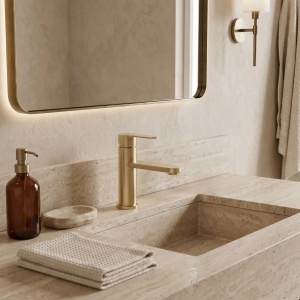 Baterie pentru lavoar Rea Arcos Brush Gold - Img 4
