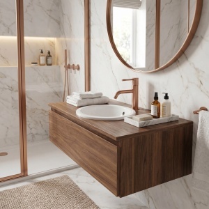 Baterie pentru lavoar Rea Venti Brush Copper Low - Img 6
