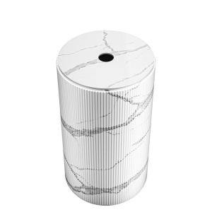 Baza chiuveta rotunda tip piedestal din marmura ceramica Turn alb-gri H74 x Ø40 cm