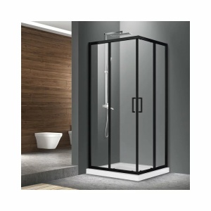Cabina de dus 90x90 cu usi glisante Mediterraneo Hector, Negru mat