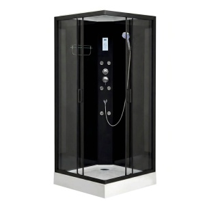 Cabina de dus cu hidromasaj MO-0547B negru 80 x 80 x 215 cm sticla 5 mm