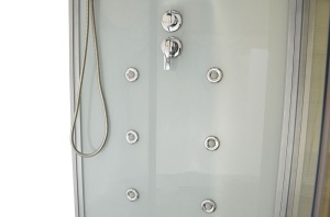 Cabina de dus cu hidromasaj si functie de sauna cu abur, sauna uscata 180 x 110 x 223 cm alb/lemn - Img 13