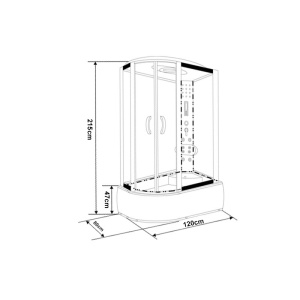 Cabina de dus cu hidromasaj WSH7106RW, Dimensiuni 120x80 CM, Dreapta - Img 4