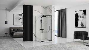 Cabina de dus cu Usa Pivotanta Rea Rapid Swing 80x100, Negru - Img 5