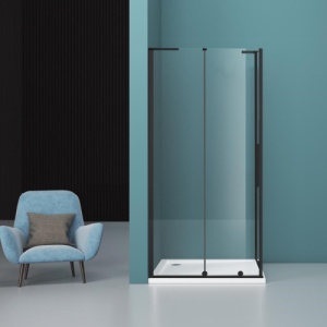 Cabina de dus culisanta Veldman Kolorado Duo negru mat 80 x 120 cm sticla 8 mm - Img 4