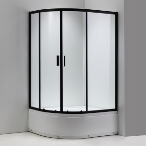 Cabina de dus din sticla securizata 5mm cu rame negre si cadita alba inclusa montaj stanga 115 x 85 cm - Img 4