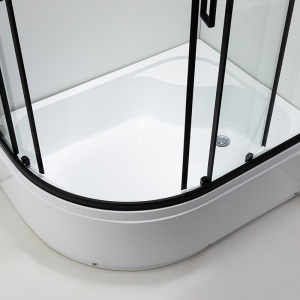 Cabina de dus din sticla securizata 5mm cu rame negre si cadita alba inclusa montaj stanga 115 x 85 cm - Img 14