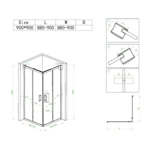 Cabina de dus din sticla securizata cu rame negre si cadita neagra BL30B-ST02B 90x90 cm - Img 8