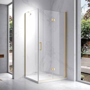 Cabina de dus dreptunghiulara din sticla securizata 6 mm si rame aurii KZ20D 100 x 80 cm - Img 3