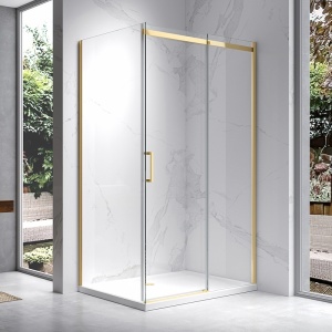 Cabina de dus dreptunghiulara din sticla securizata 8 mm si rame aurii KZ22D 130 x 90 cm - Img 3