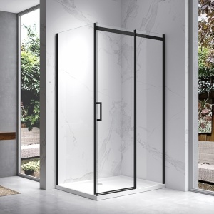 Cabina de dus dreptunghiulara din sticla securizata 8 mm si rame negre KZ22A 100 x 80 cm - Img 3