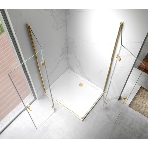 Cabina de dus dreptunghiulara din sticla securizata cu rame aurii KZ13C 120 x 90 cm - Img 3