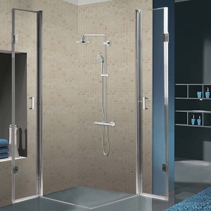 Cabina de dus dreptunghiulara din sticla securizata cu rame cromate si usi duble batante KZ1290A 80 x 80 cm - Img 16