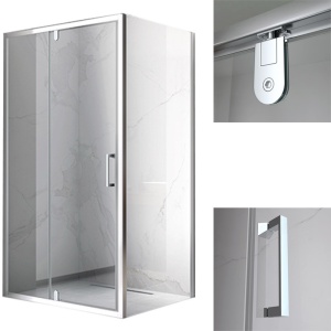 Cabina de dus dreptunghiulara din sticla securizata cu rame cromate KZ06B 100 x 80 cm - Img 16