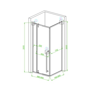 Cabina de dus dreptunghiulara din sticla securizata rame negre BS12D 90x80 cm - Img 17