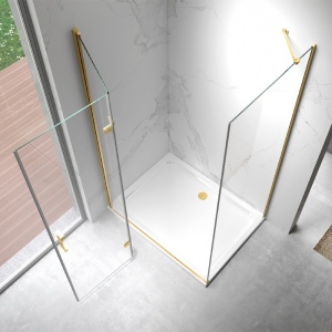 Cabina de dus dreptunghiulara din sticla securizata si rame aurii KZ20D 100 x 90 cm - Img 4