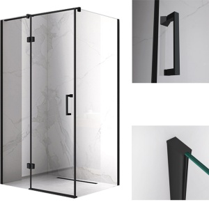 Cabina de dus dreptunghiulara din sticla securizata si rame negre KZ03C 120 x 90 cm - Img 12