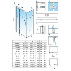 Cabina de dus dreptunghiulara KZ03D cu cadita ST06C negru 120 x 100 cm sticla 6 mm - Img 22