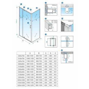 Cabina de dus dreptunghiulara rame cromate si sticla securizata KZ06D 120 x 80 cm - Img 12