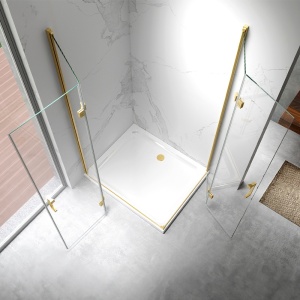 Cabina de dus dreptunghiulara Z-KZ12A auriu periat 90 x 80 cm sticla 6 mm - Img 6