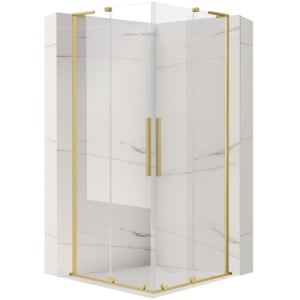 Cabina de dus glisanta Veldman Georgia Duo auriu periat 80 x 90 cm sticla 8 mm