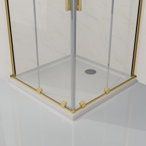 Cabina de dus glisanta Veldman Georgia Duo auriu periat 80 x 90 cm sticla 8 mm - Img 9