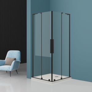 Cabina de dus glisanta Veldman Kolorado Duo negru mat 100 x 120 cm sticla 8 mm - Img 3