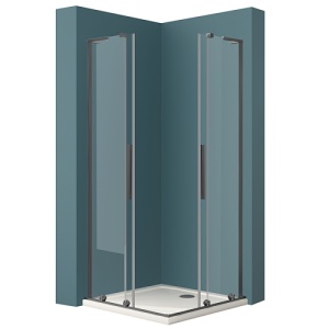 Cabina de dus glisanta Veldman Texas Duo titan periat 90 x 100 cm sticla 8 mm - Img 2