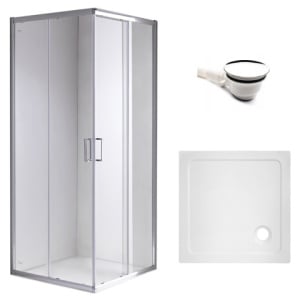 Cabina de dus patrata cu cadita inclusa KZ93A/ST02A CROM/ALB 80x80 - Img 1